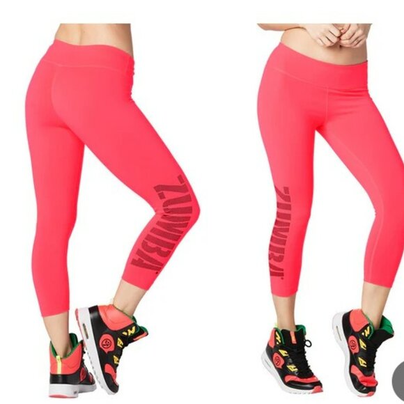 Zumba Fitness Pants - Zumba Fitness Zumba For All Perfect Capri Leggings - Pink Happy - MEDIUM - NWT